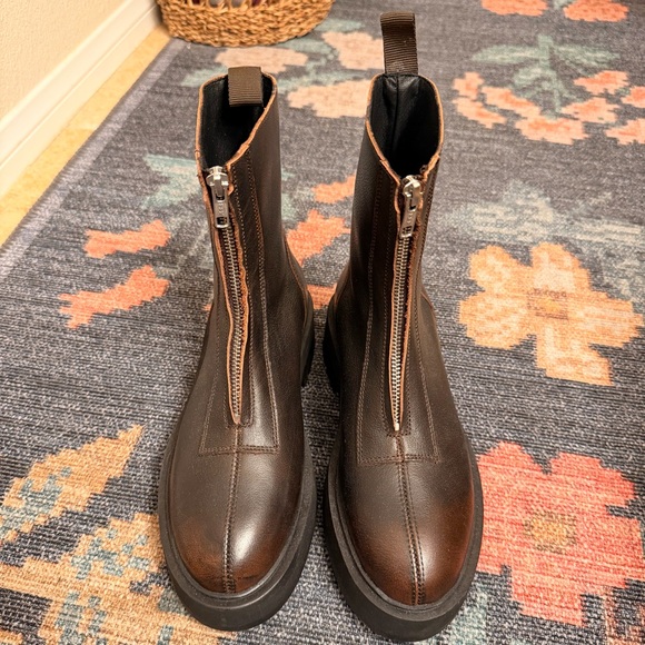 anthropologie zip up lug sole moto ankle boots - Picture 6 of 7